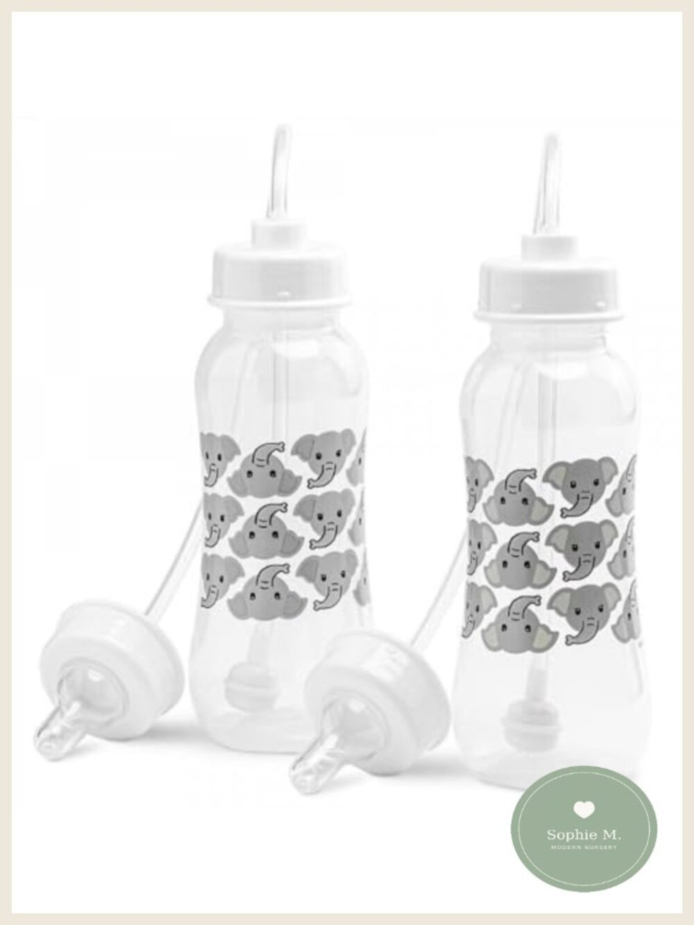 Hands-Free Anti-Colic Baby Bottle Set 9 oz Fast Flow 3m+ Tube Straw